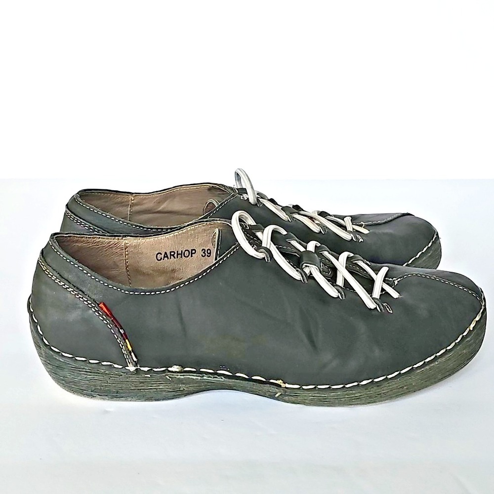 Spring Step Womens Carhop Fashion Sneakers Grey Leather Slip On Sz 39/US 8 1858‎